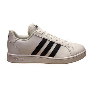 Adidas Kids White Sneakers Black Stripes Classic Grand Court Shoes Size 4.5